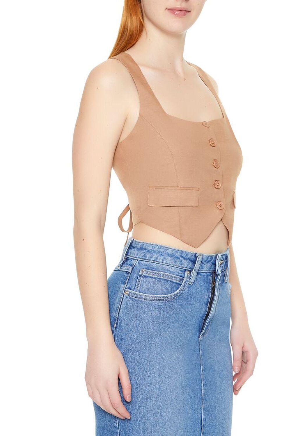 Notched Button-Up Crop Top | Forever 21 Product Image