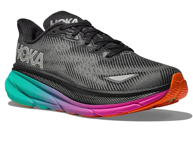 Hoka Women's Clifton 9 GTX(r) (Black/Electric Aqua) Women's Shoes Product Image