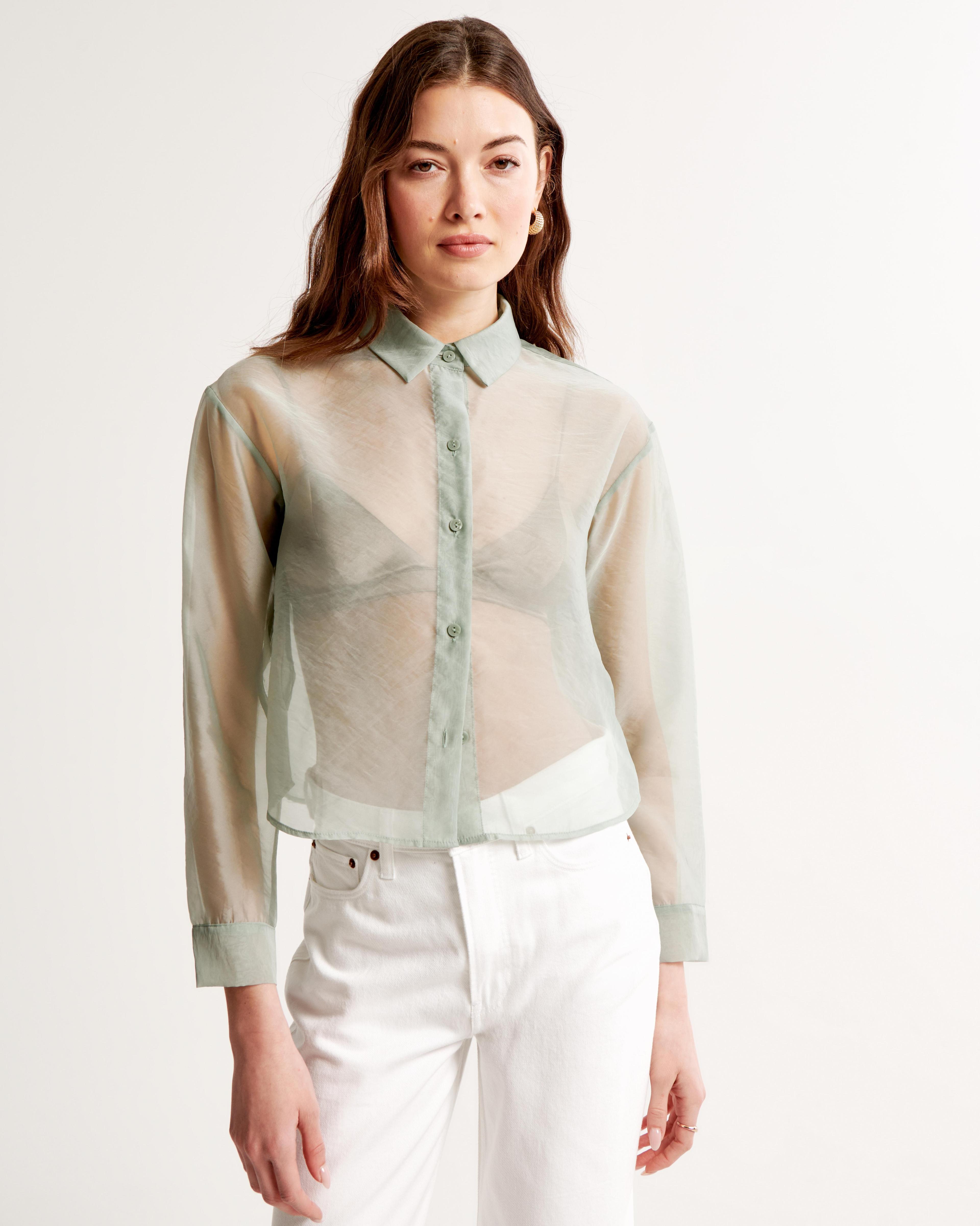 Long-Sleeve Sheer Shirt Product Image