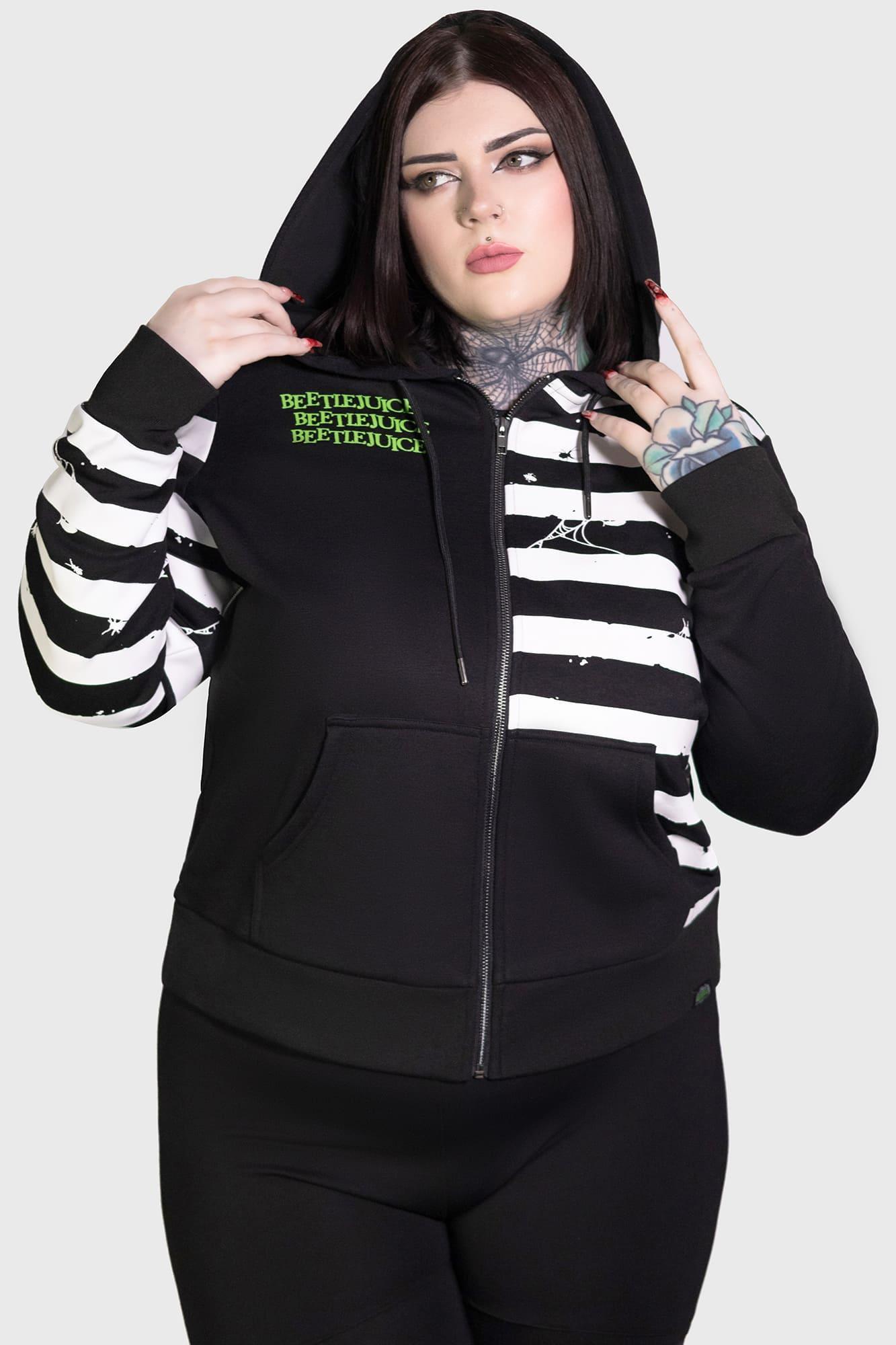 Distressed Stripe Hoodie [PLUS] Female Product Image