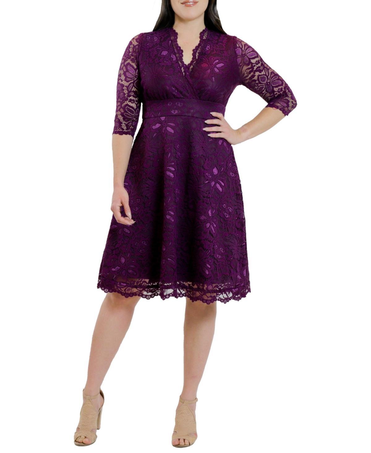 Kiyonna Womens Mademoiselle Lace Cocktail Dress with Sleeves Product Image