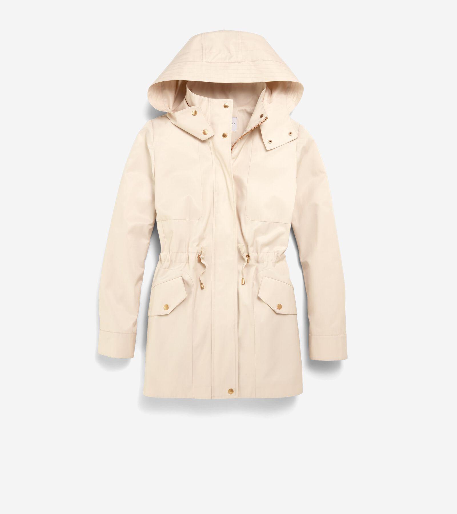 Cole Haan Womens Short Rain Jacket - Beige Size Large Product Image