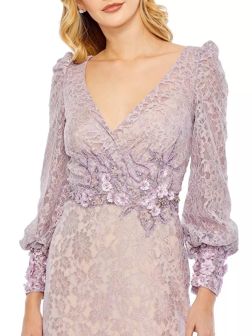 Floral Lace Long-Sleeve Gown Product Image