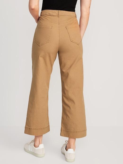 High-Waisted Crop Chino Wide-Leg Pants Product Image