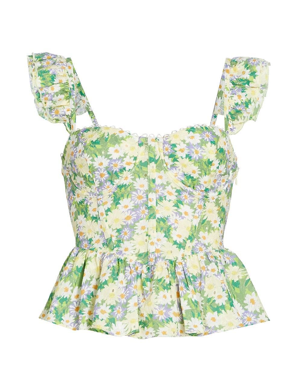 Womens Baylin Floral Cotton Bustier Top Product Image