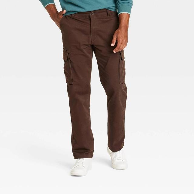 Mens Straight Fit Cargo Pants - Goodfellow & Co Brown 36x34 Product Image