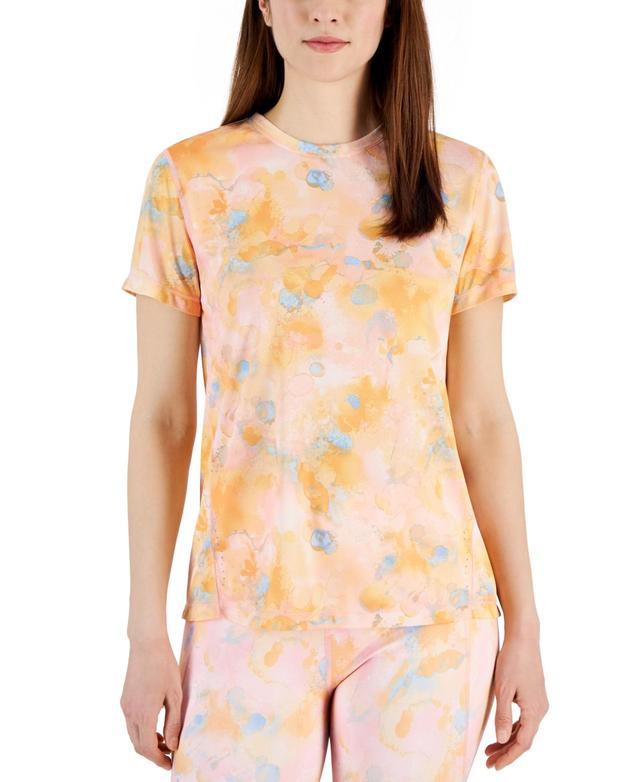 Id Ideology Womens Printed Birdseye-Mesh Short-Sleeve Top, Created for Macys Product Image