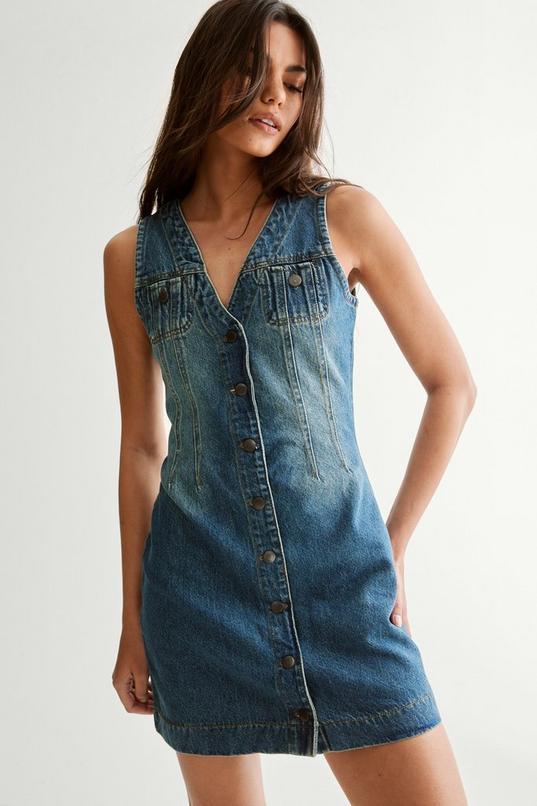 The Denim Sleeveless Mini Dress Product Image