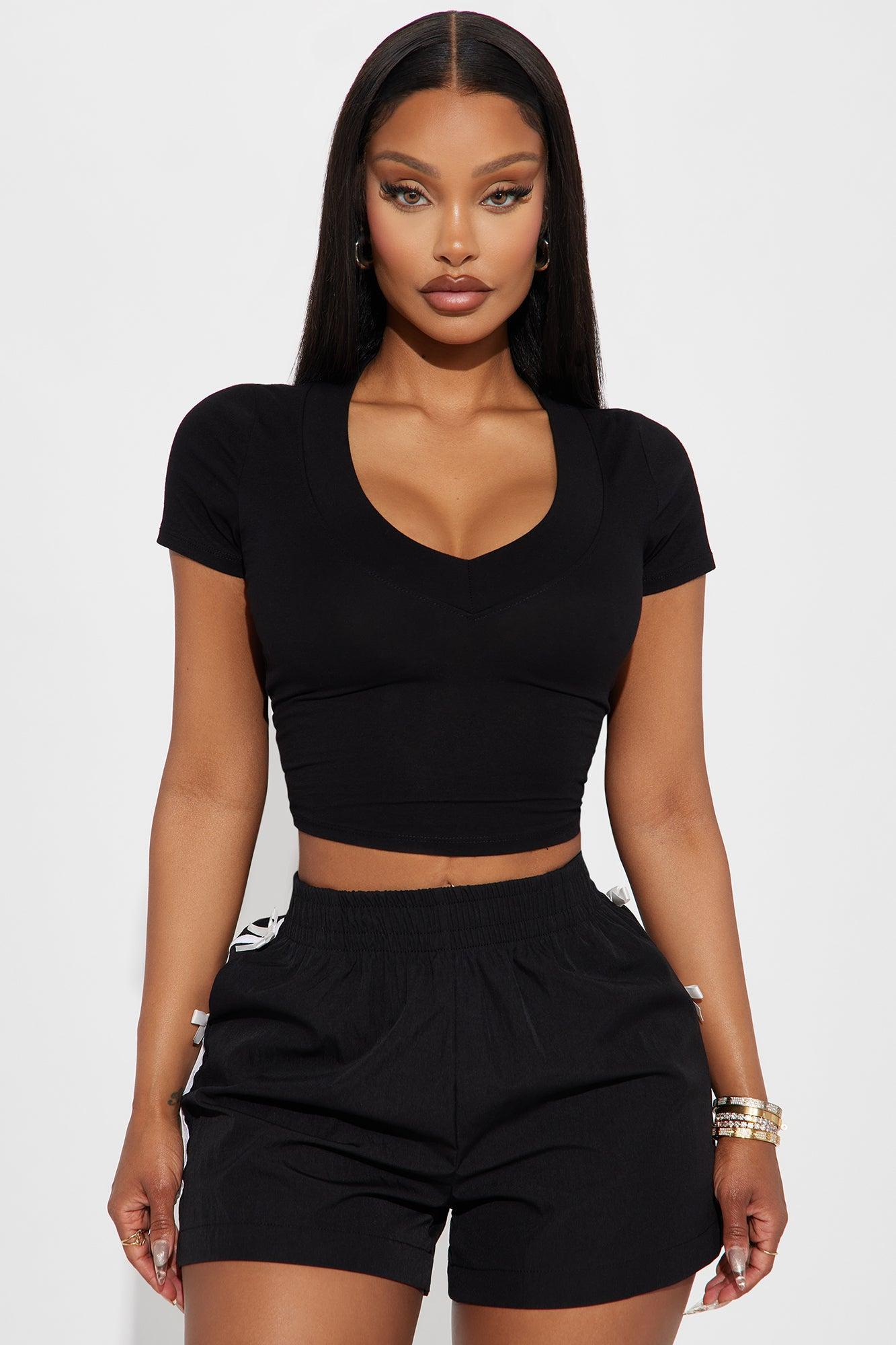 Delaney Short Sleeve Top - Black Product Image