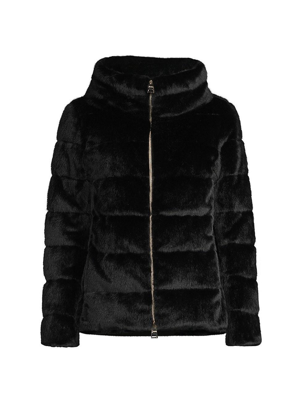 Womens Faux-Fur Teddy Down Jacket Product Image