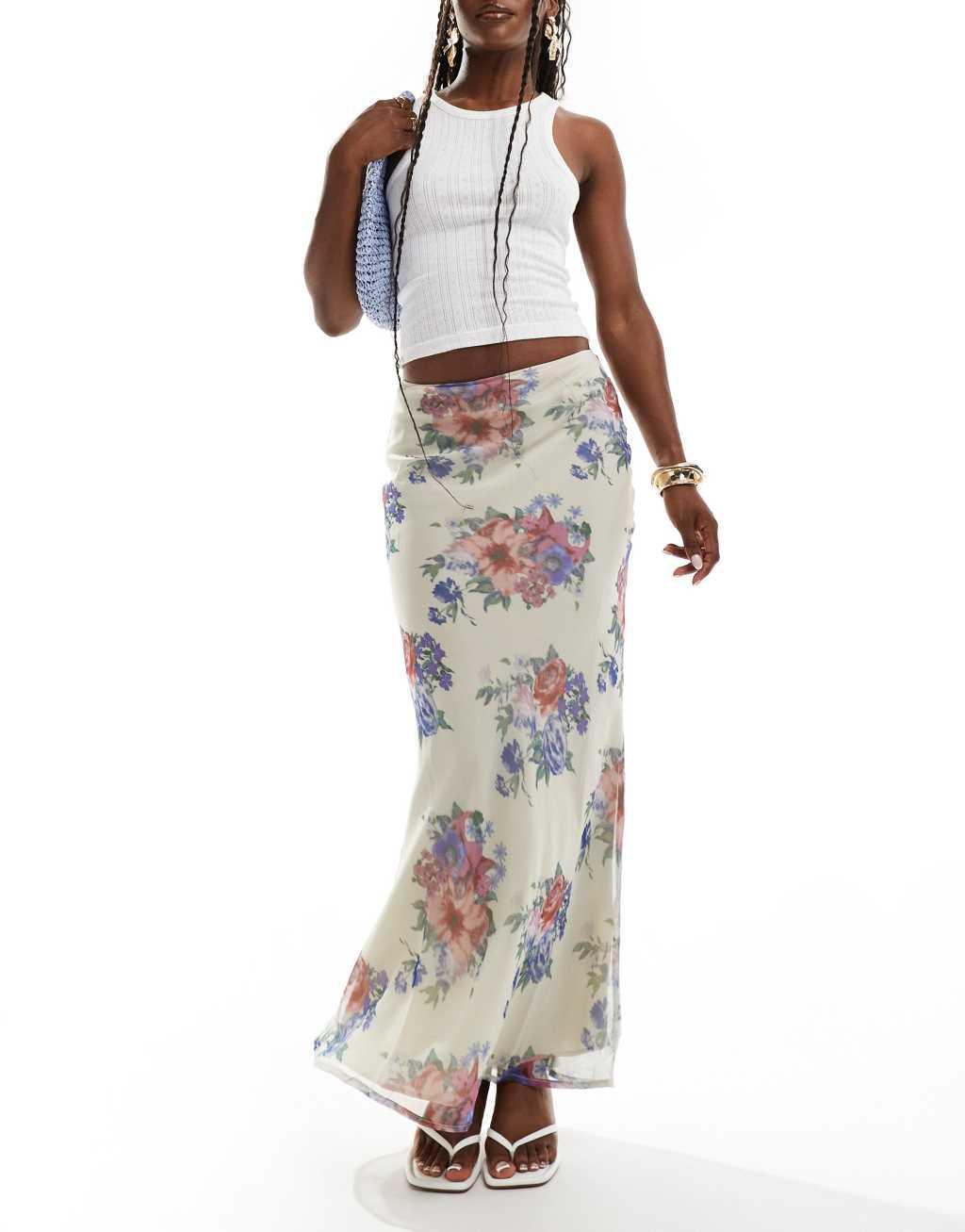 ASOS DESIGN chiffon maxi skirt print in vintage floral Product Image