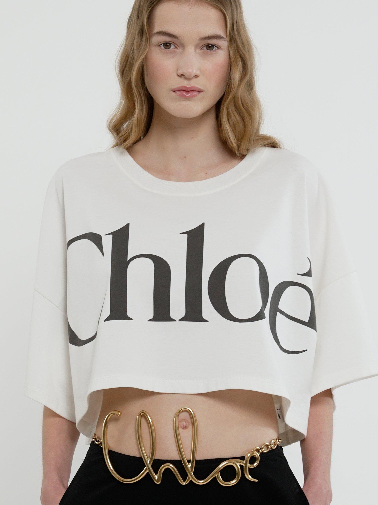 Cropped boxy logo T-shirt in cotton jersey Product Image