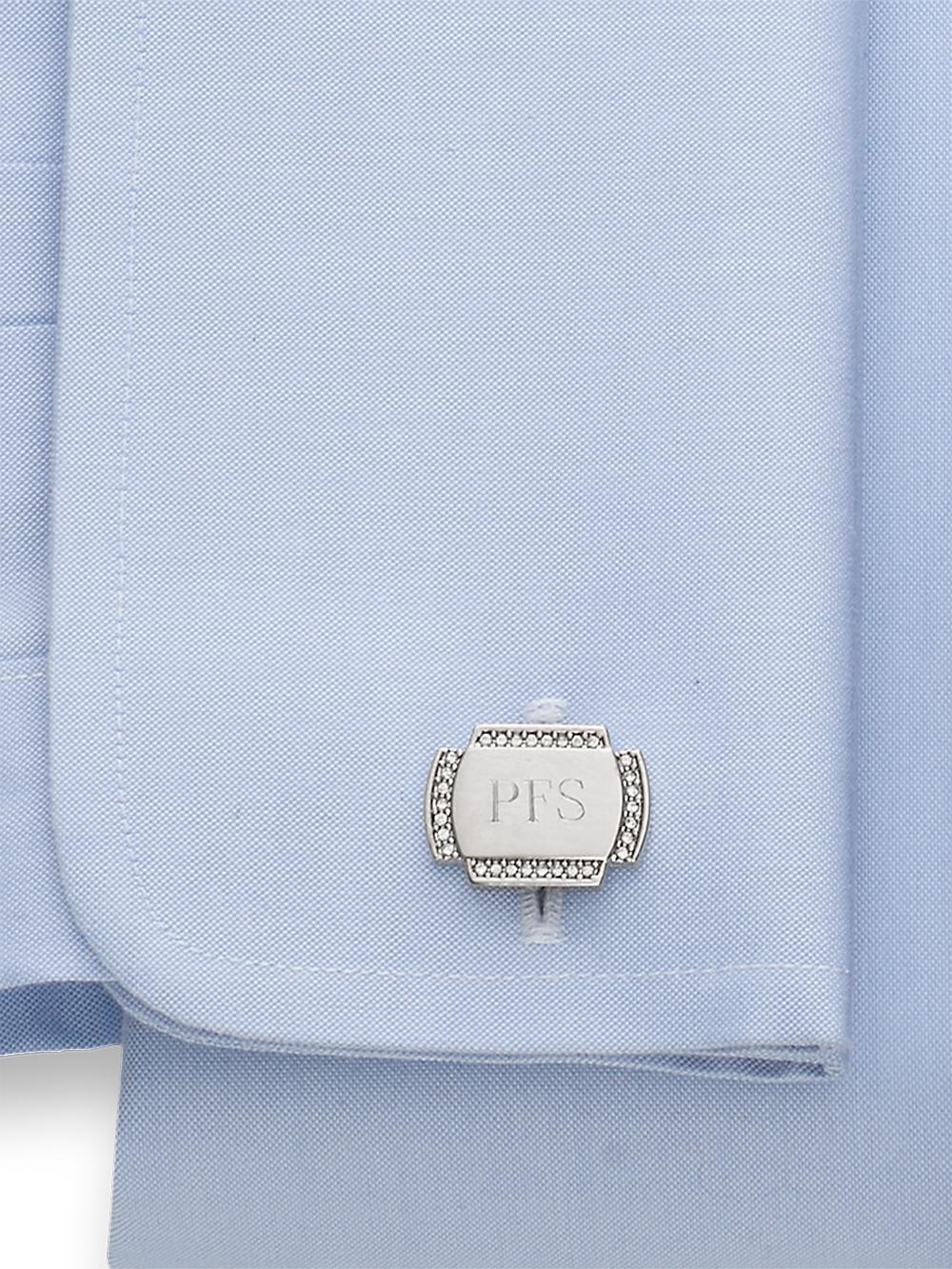 Crystal Border Engravable Cufflinks - Gold Product Image