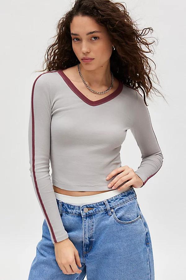 BDG Too Perfect Long Sleeve V-Neck Tee Womens at Urban Outfitters Product Image