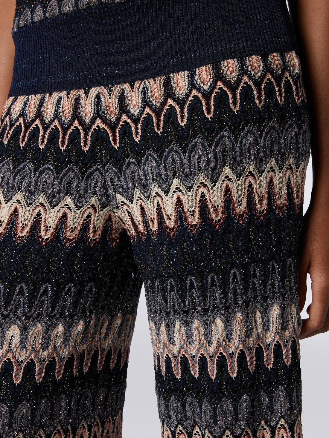 Trousers in lamé viscose blend with lace-effect waves Multicoloured | Missoni product image