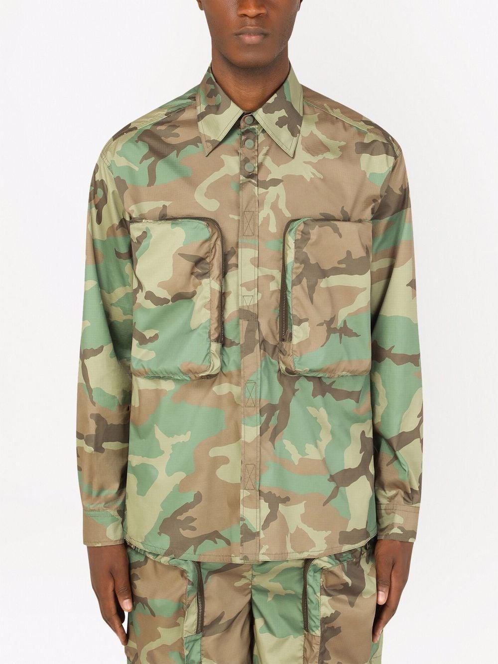 Camouflage-print Nylon Shirt In Multicolor Product Image