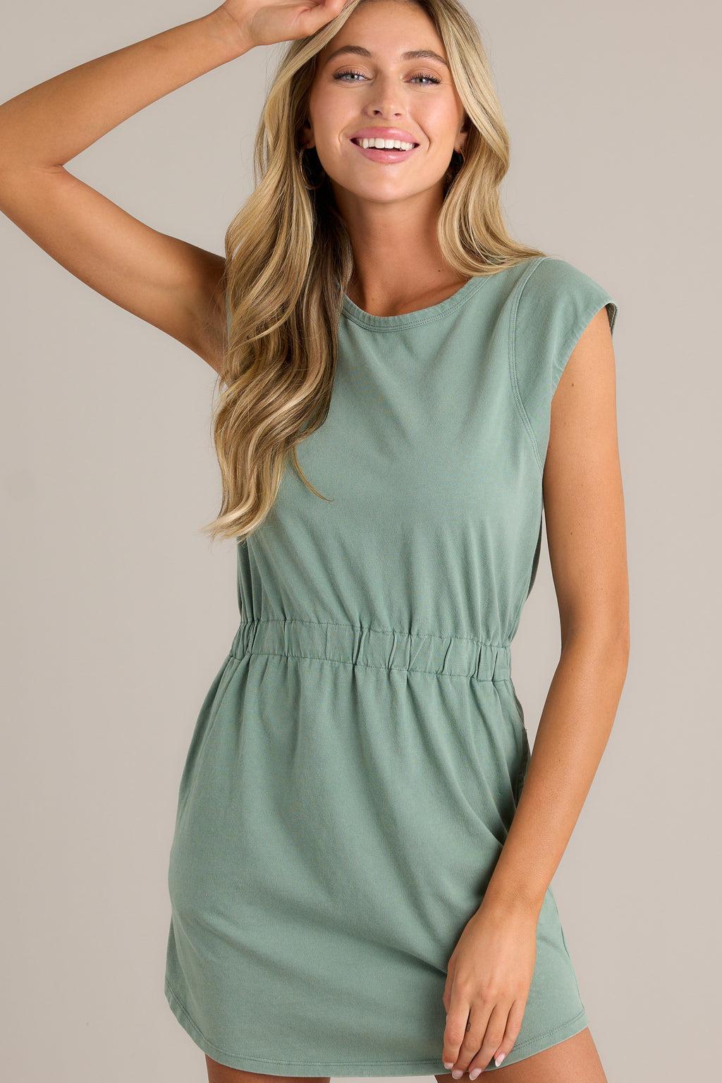 Z Supply Paxton Palm Green Jersey Mini Dress Product Image