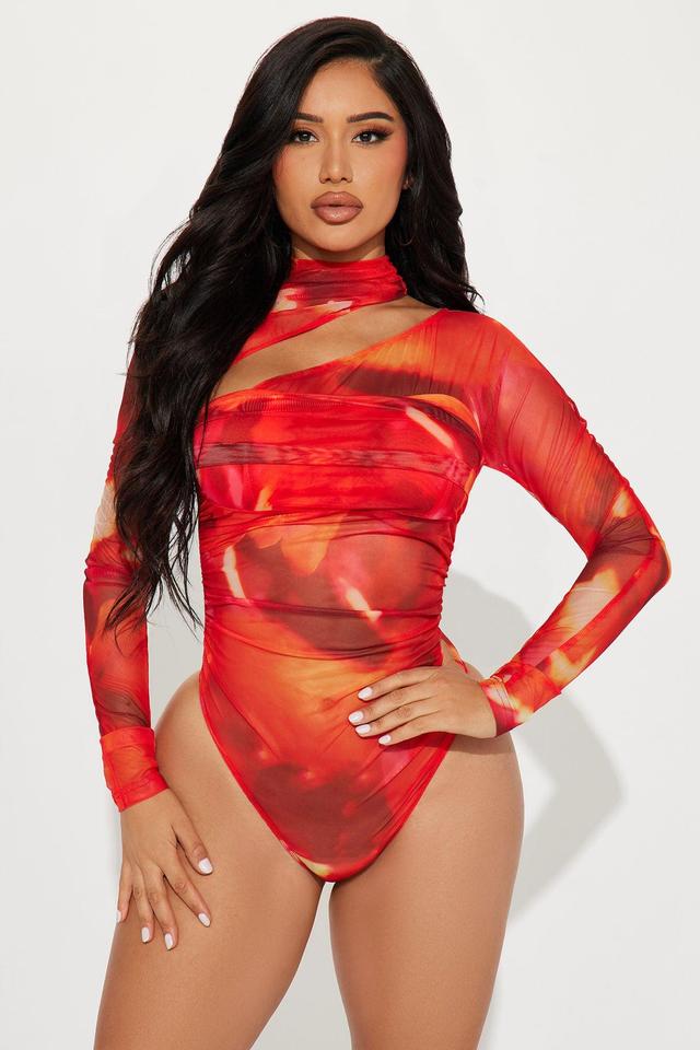 Cabo Sunsets Mesh Bodysuit - Red/combo Product Image