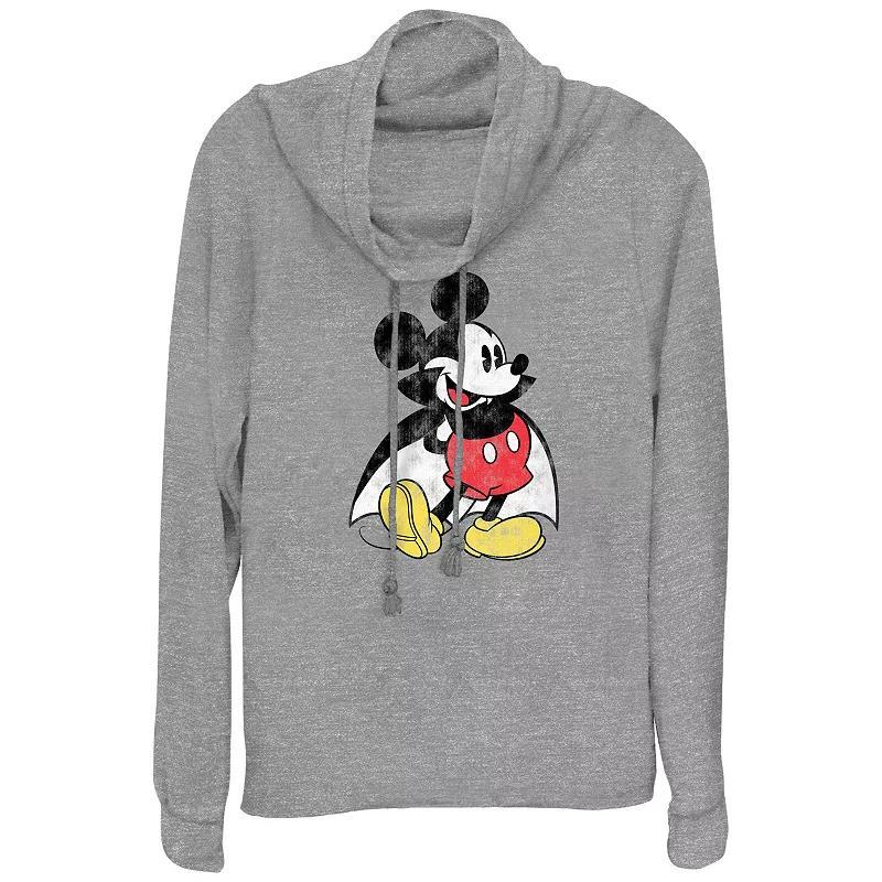 Disneys Mickey Mouse Vampire Womens Cowlneck Graphic Lightweight Long Sleeve Gray Grey Product Image