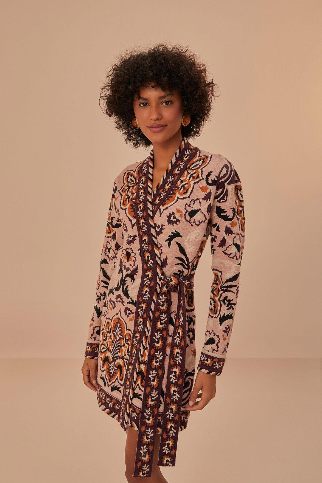 Glam Tapestry Knit Wrap Dress Product Image