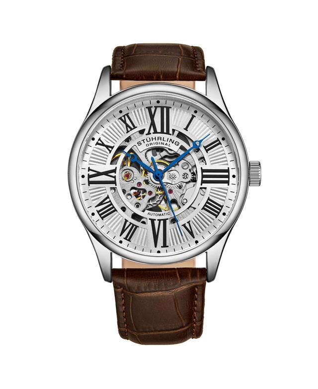 Stuhrling Mens Brown Leather Strap Watch 42mm Product Image