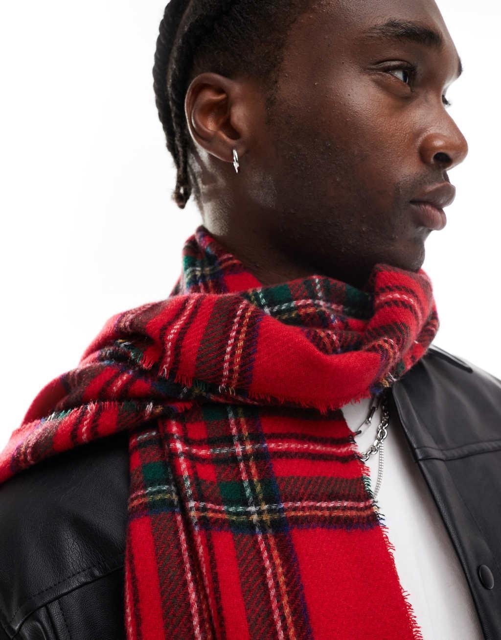 ASOS DESIGN tartan scarf in red Product Image