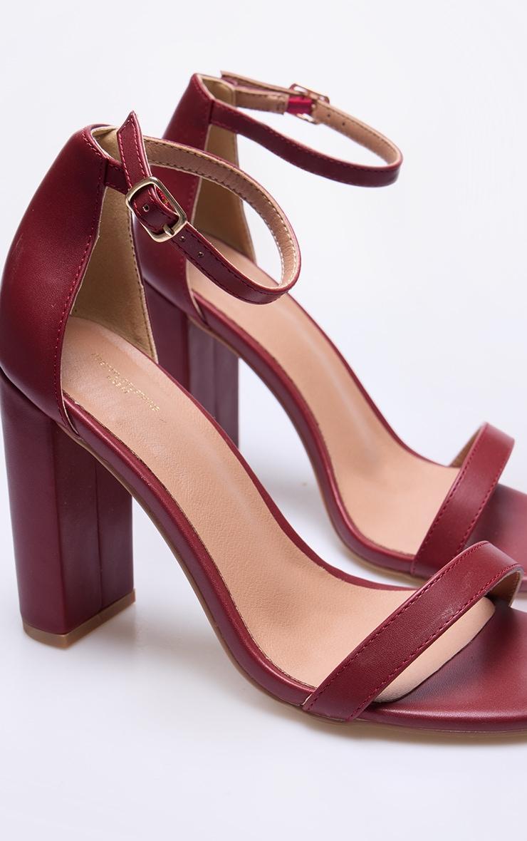 Burgundy Wide Fit Pu Block Heeled Sandals Product Image