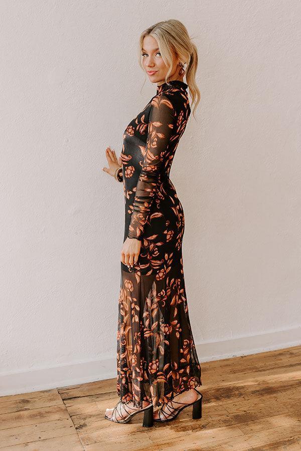 City Nights Floral Mesh Maxi Dress Product Image