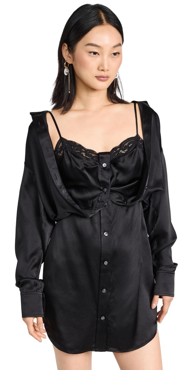 Alexander Wang Integrated Camisole Long Sleeve Silk Shirtdress Product Image