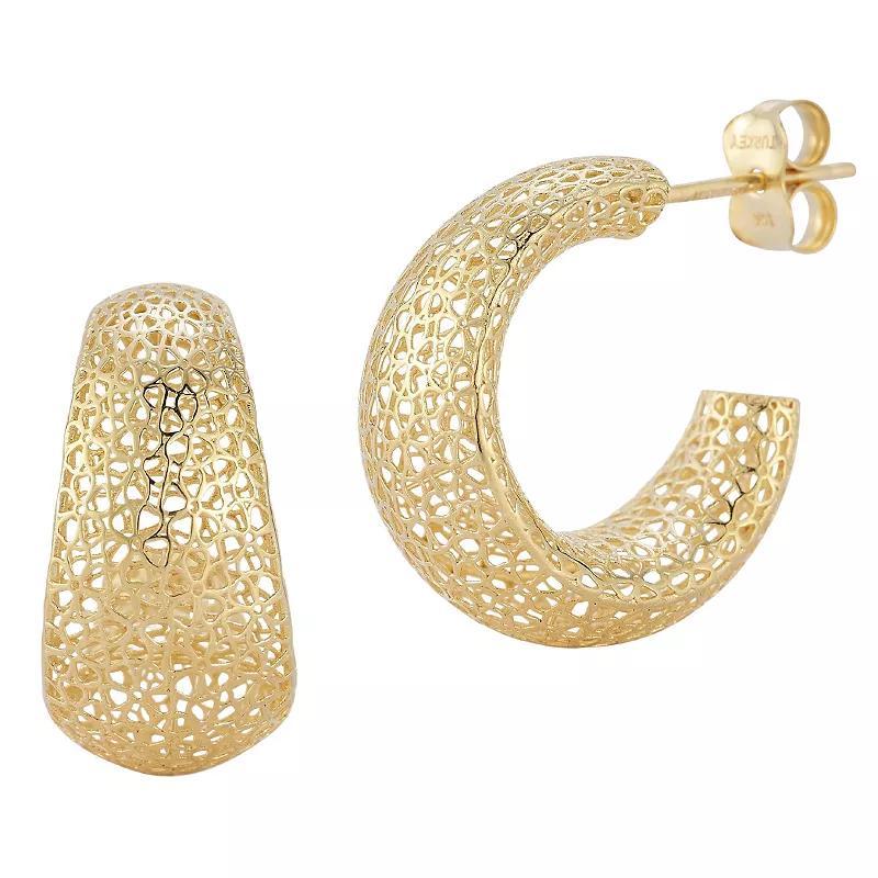 LUMINOR GOLD 14k Gold Bold Mesh Hoop Earrings, Womens Product Image