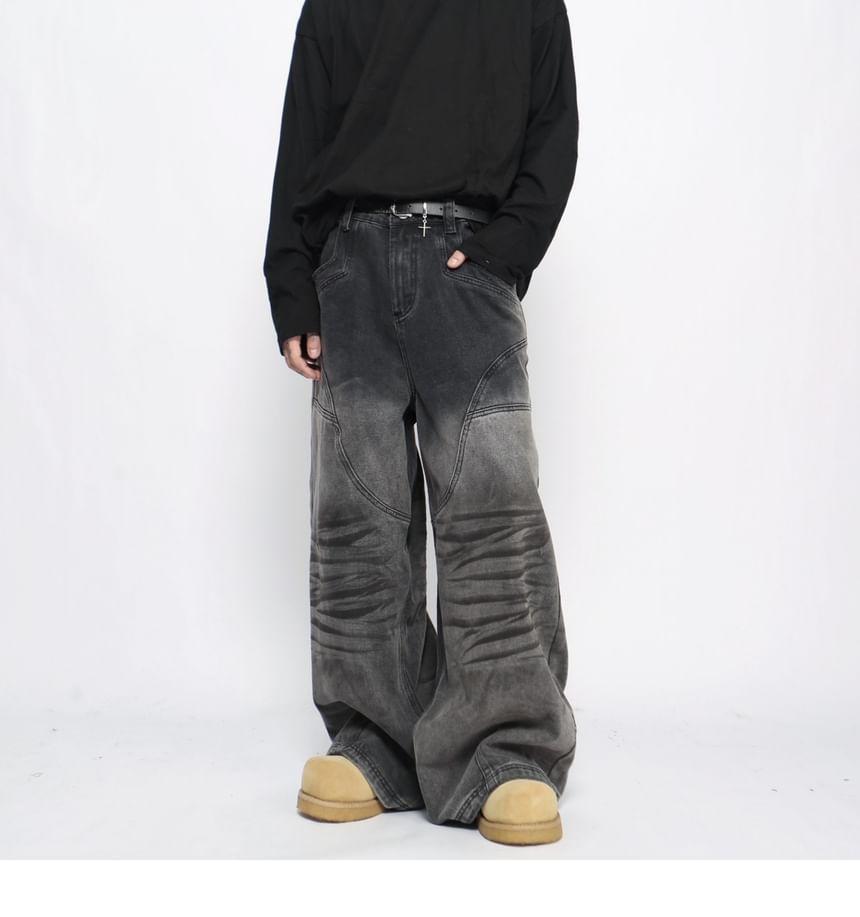 Mid Rise Washed Wide Leg Jeans Product Image