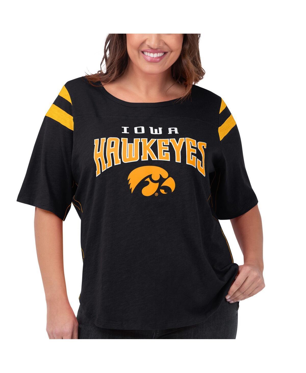 Womens G-III 4Her by Carl Banks Iowa Hawkeyes Plus Size Linebacker Half-Sleeve T-Shirt Product Image