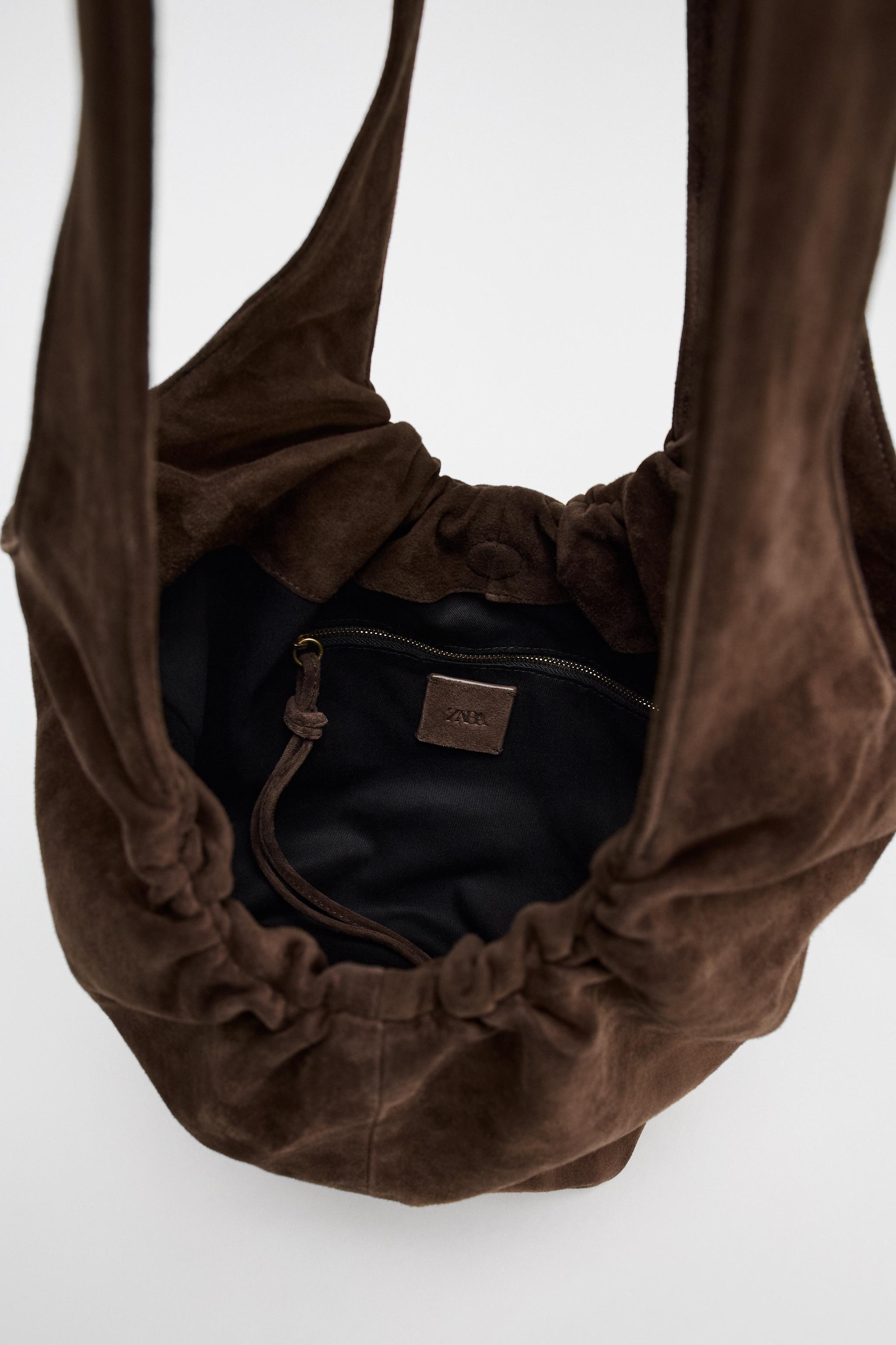 GATHERED SUEDE BUCKET BAG Product Image