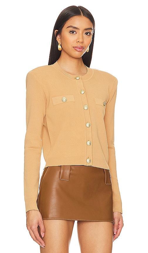 L'AGENCE Toulouse Cropped Cardi in Tan. Size M. Product Image