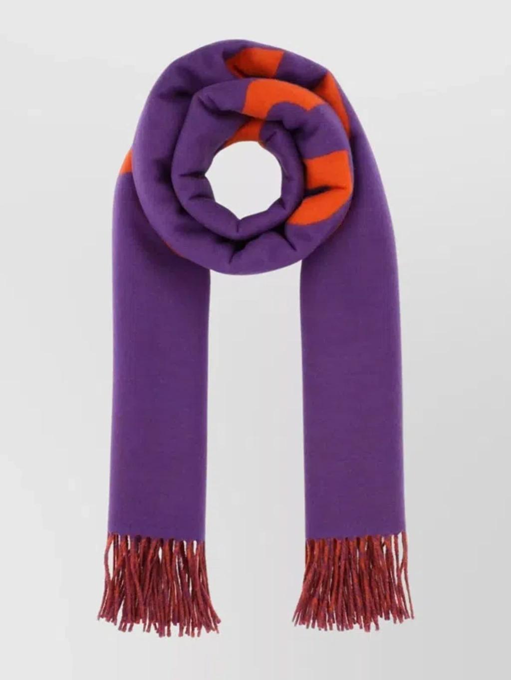 Embroidered Wool Scarf With Fringe Detailing Product Image