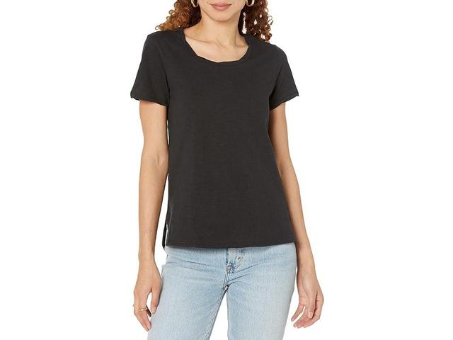 Three Dots Twisted Band Deep Crew Neck Tee Women's Clothing Product Image