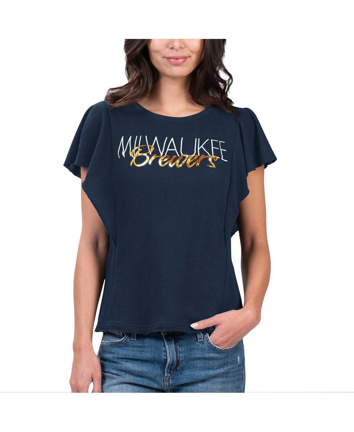 Womens G-iii 4Her by Carl Banks Navy Milwaukee Brewers Crowd Wave T-shirt Product Image