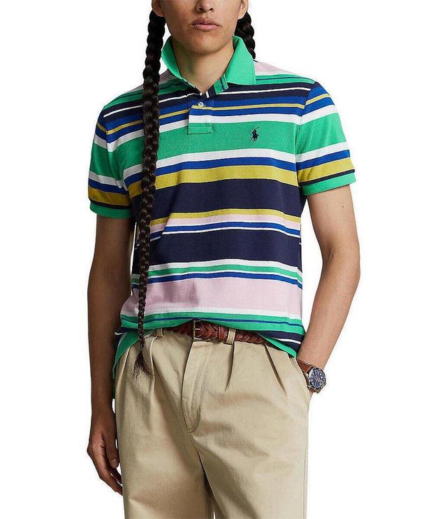 Polo Ralph Lauren Classic Fit Multi-Color Stripe Mesh Short Sleeve Polo Shirt Product Image