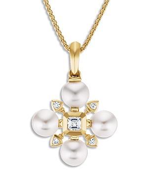 Womens Renaissance 18K-Yellow-Gold, Pearl & Diamond Pendant Necklace Product Image