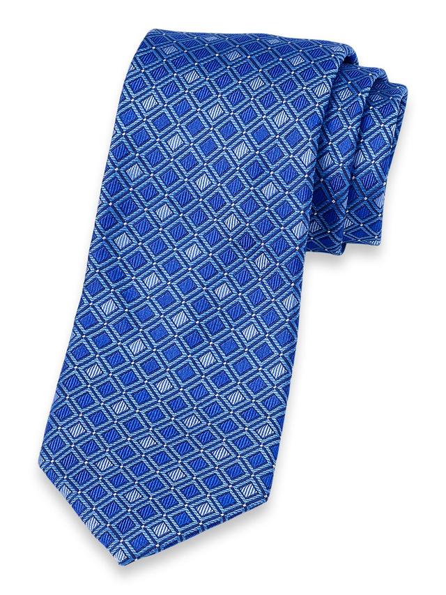 Geometric Woven Silk Tie - Blue Product Image