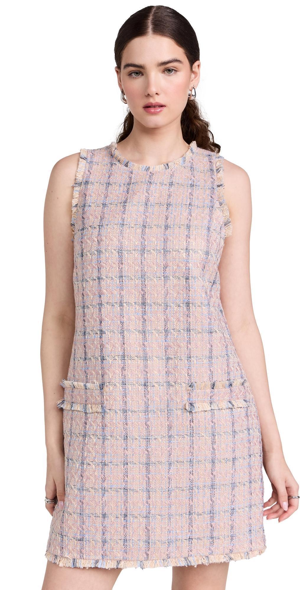 Florian Tweed Shirtdress In Tan Dusty Pink Blue Product Image