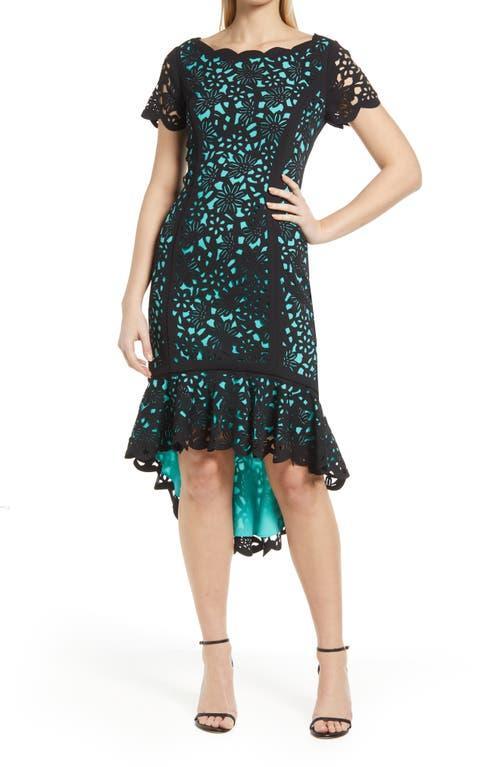 Shani Laser Cut Floral High-Low Cocktail Dress Product Image