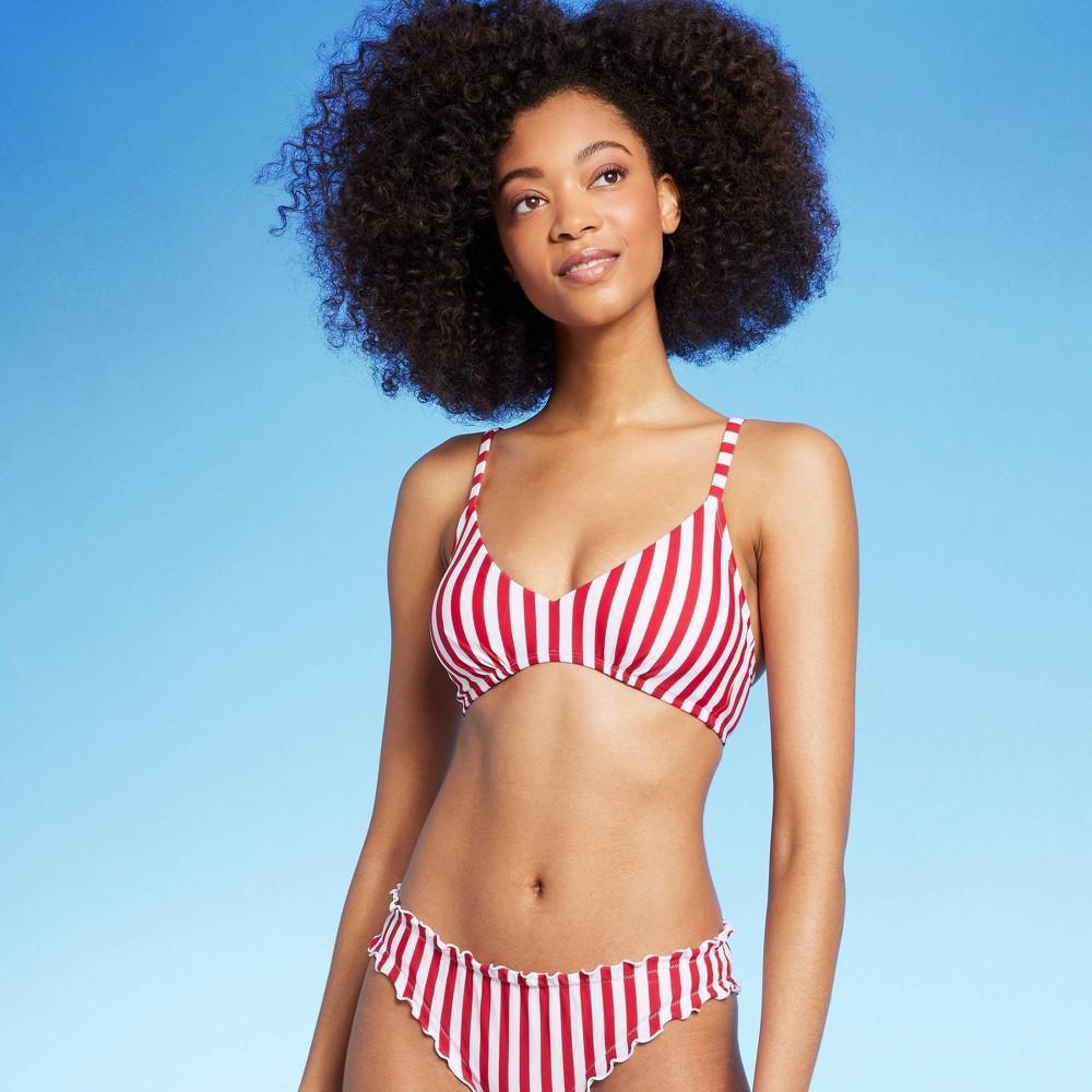 Womens Striped Hidden Underwire Bikini Top - Shade & Shore Red/White Product Image