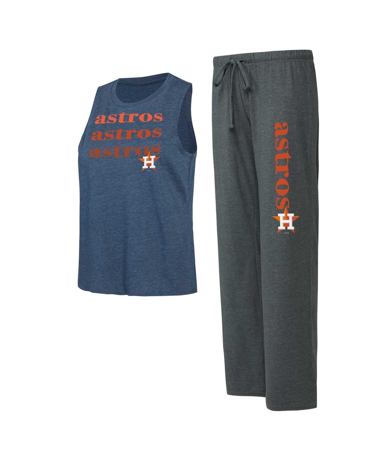 Womens Concepts Sport Charcoal/Navy Houston Astros Meter Muscle Tank Top and Pants Sleep Set Product Image