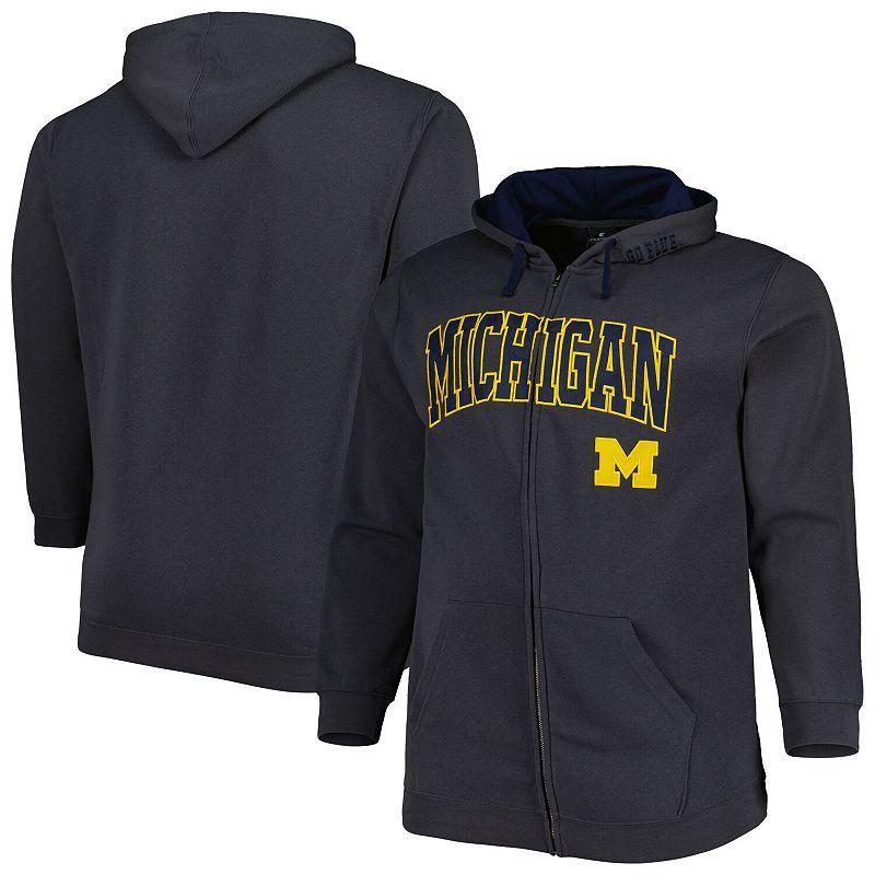 Mens Colosseum Charcoal Michigan Wolverines Big & Tall Team Full-Zip Hoodie Product Image