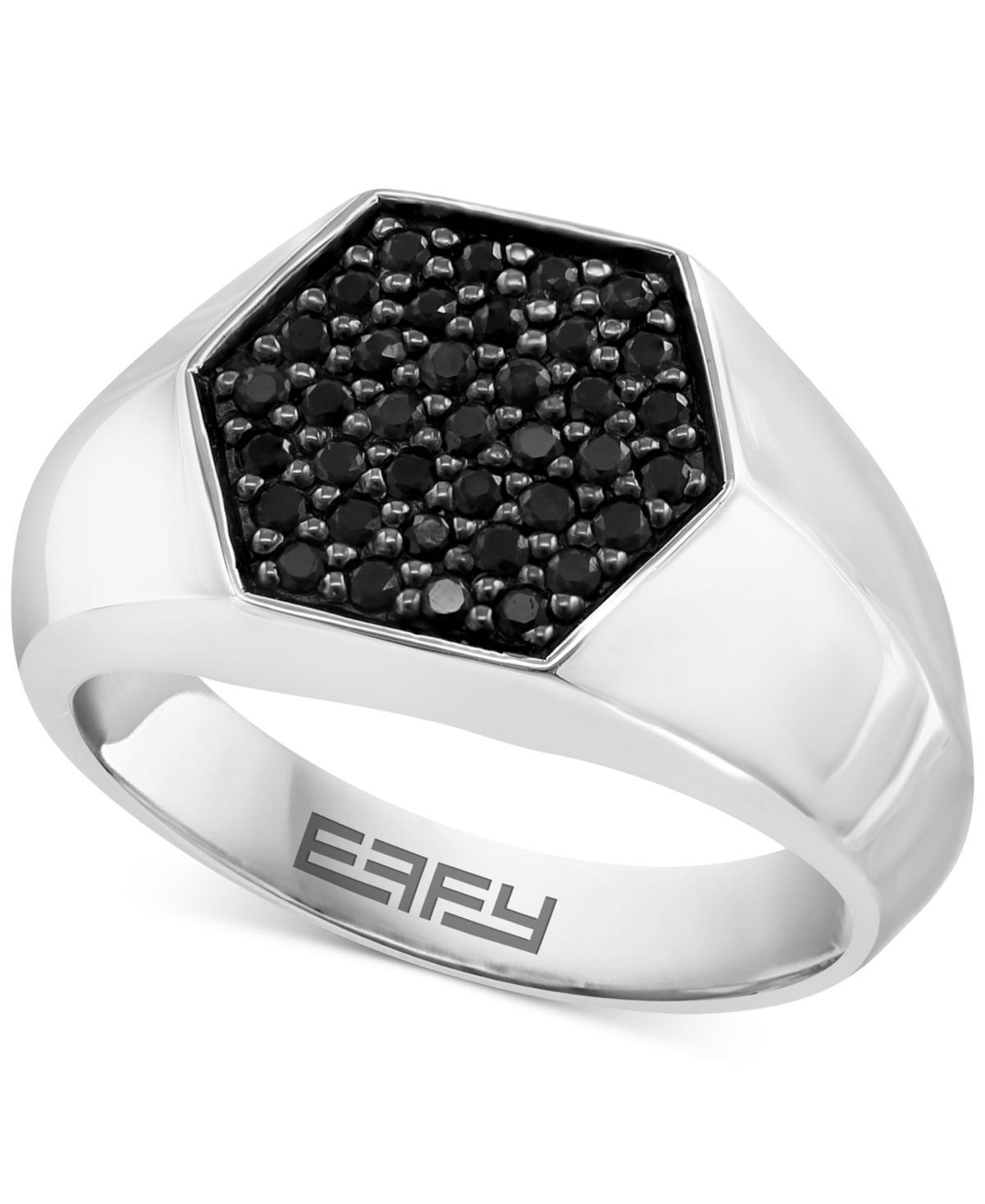 Effy Mens Black Sapphire Hexagon Ring (3/4 ct. t.w.) in Sterling Silver Product Image