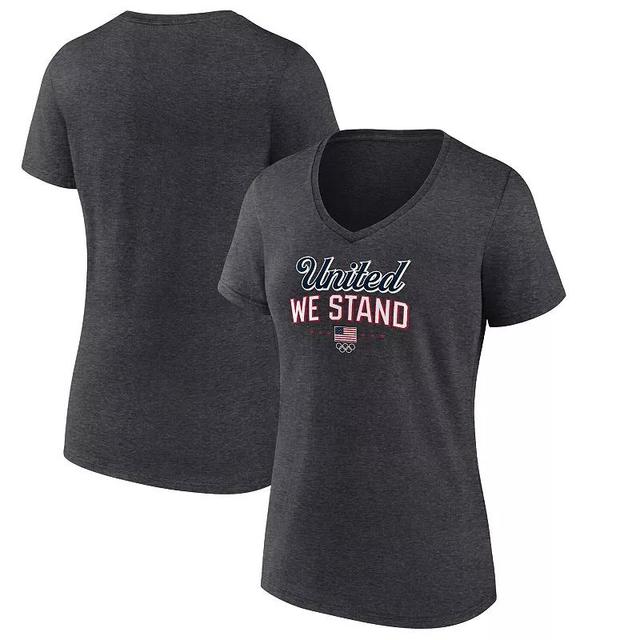 Womens Fanatics Heather Charcoal Team USA Victory V-Neck T-Shirt Product Image