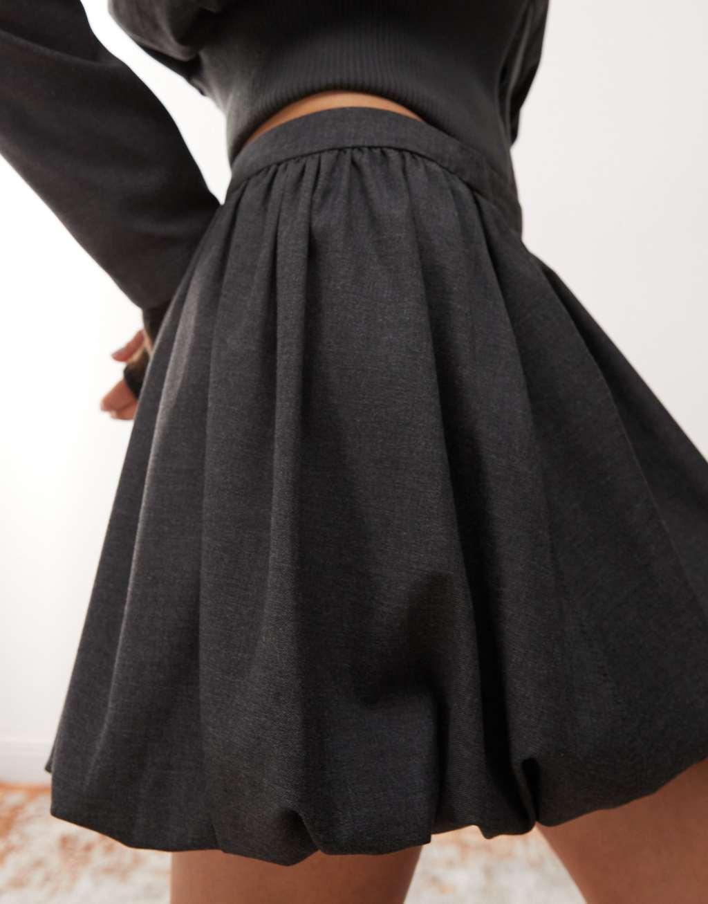 COLLUSION tailored bubble hem skirt in charcoal - part of a set Product Image