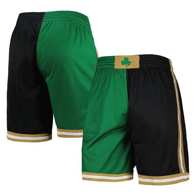 Mens Mitchell & Ness Kelly /Black Boston Celtics Hardwood Classics 2007 Split Swingman Shorts Product Image