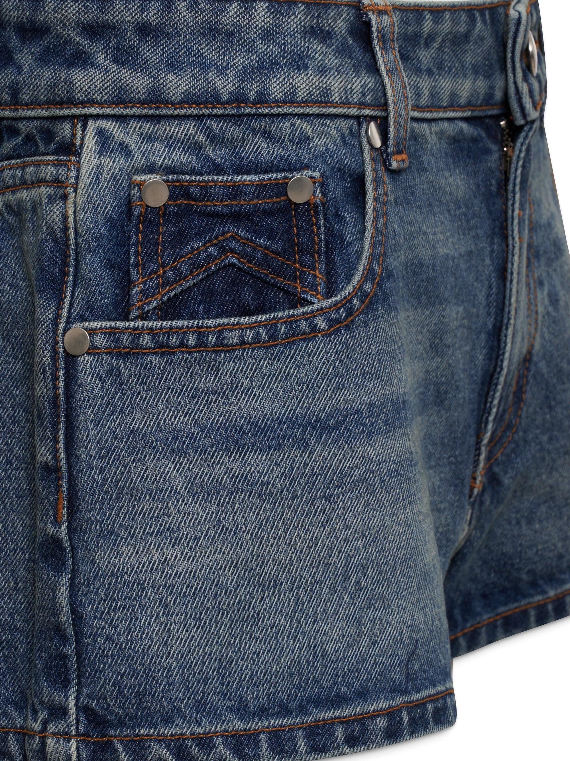 LOW-WAIST DENIM SHORTS Female Product Image